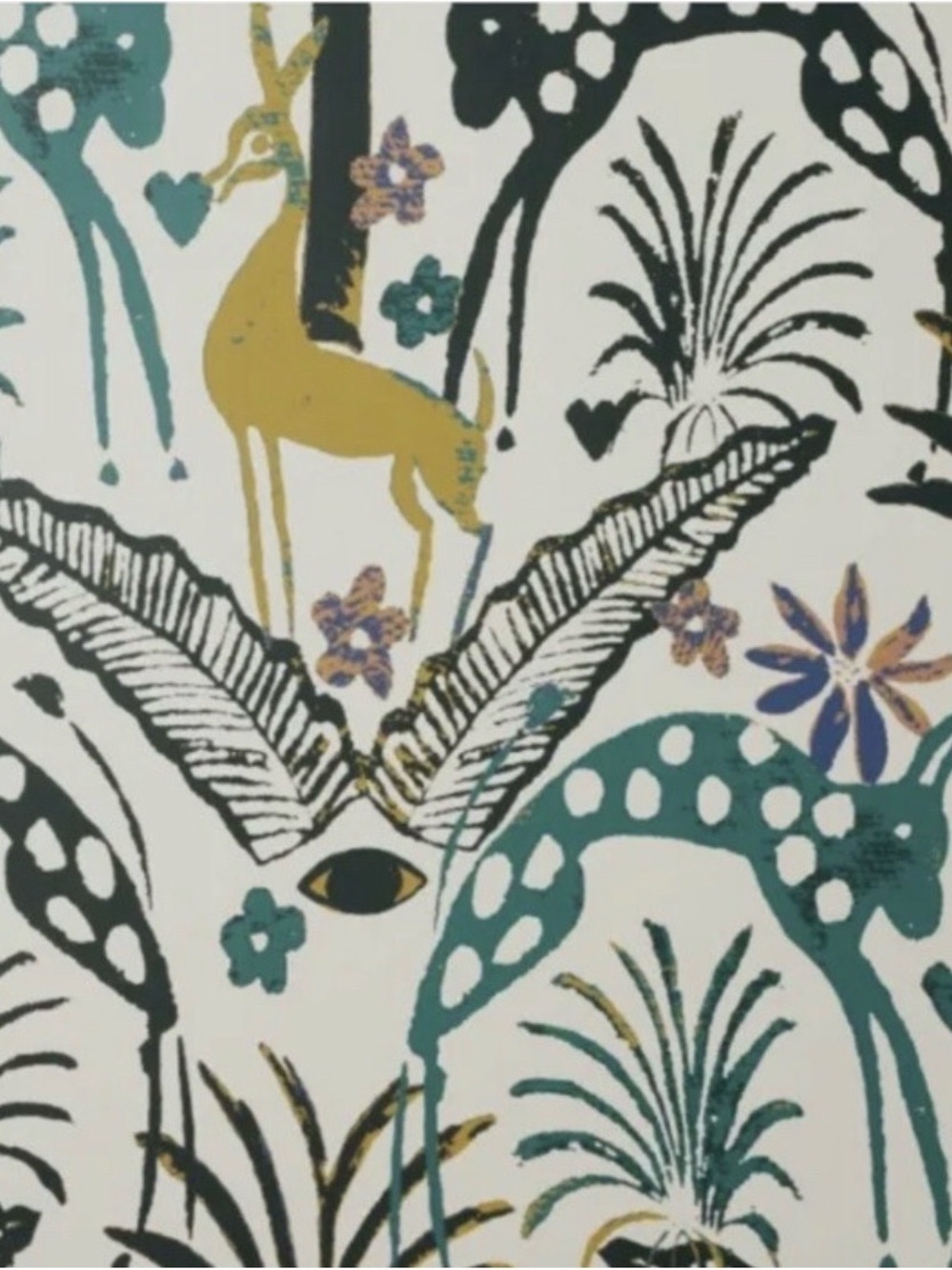 Opalhouse Teal, Gold and Navy Botanical Animal Wallpaper